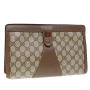 Pre-owned Leather clutches Gucci Vintage , Beige , Dames