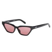 Zwarte Frame Rode Lens Zonnebril Off White , Black , Dames