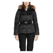 Zwarte Hooded Rits Jas voor Vrouwen Guess , Black , Dames