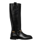 Modieuze Effen Kleur Laarzen Moschino , Black , Dames