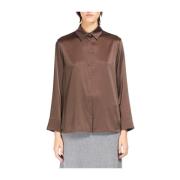 Zijden Stretch Shirt Elegante Stijl Max Mara , Brown , Dames