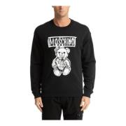 Gestreepte Teddy Bear Logo Sweatshirt Moschino , Black , Heren