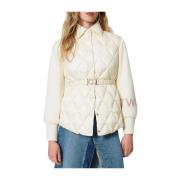 Korte gewatteerde jas met gebreide mouwen Twinset , Beige , Dames