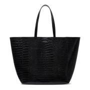 Krokodilreliëf Tote Tas Anine Bing , Black , Dames