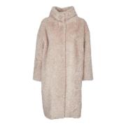 Teddy Fur Coat Bruin Aw24 Herno , Beige , Dames