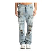 Abstract Multicolor Jeans met Logo Barrow , Blue , Heren