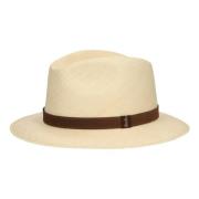 Handgeweven Panama Hoed met Medium Rand Borsalino , White , Heren