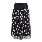 Mesh Blossom Rok Zwart/Lichtroze Bloem Bitte Kai Rand , Multicolor , D...