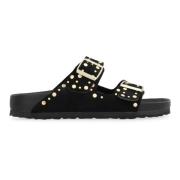 Studded Suede Slides Birkenstock , Black , Heren