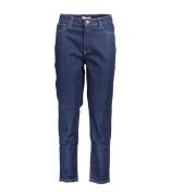 Blauwe Tapered Katoenen Jeans met knoop Tommy Hilfiger , Blue , Dames