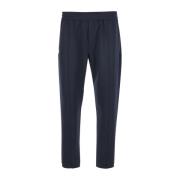 Blauwe Wollen Broek Regular Fit Emporio Armani , Blue , Heren