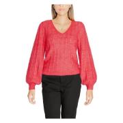 Rode V-hals Gebreide Kleding voor Vrouwen Guess , Red , Dames