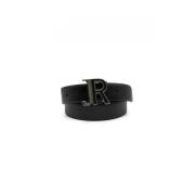 Omkeerbare leren riem zwart blauw John Richmond , Black , Heren