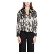 Zwarte V-hals Blouse Herfst/Winter Print Rinascimento , Black , Dames