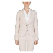 Chique Blazer met Reverskraag en Knopen Rinascimento , Beige , Dames