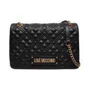 Stijlvolle Gewatteerde Zwarte Schoudertas Love Moschino , Black , Dame...