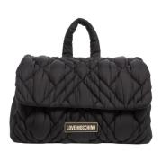 Stijlvolle Puff Rugzak met Magneetsluiting Love Moschino , Black , Dam...