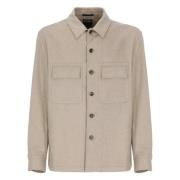 Beige Cashmere Overshirt met Kraag Ermenegildo Zegna , Beige , Heren