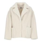 Ivory Faux Fur Peak Lapel Coat Betta Corradi , Beige , Dames