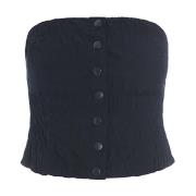 Zwarte Poplin Corsage Top Stijlvol Bitte Kai Rand , Black , Dames