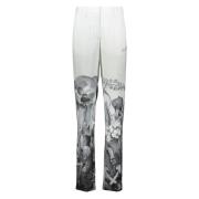 Bloemenprint Broek met Logoprint Off White , White , Dames