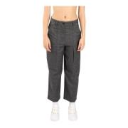 Korte wollen broek met micro ruitpatroon Pinko , Gray , Dames