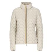 Beige Waterdichte Gewatteerde Lange Jas Vrouw K-Way , Beige , Dames