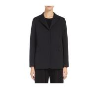 Zwarte jas met revers en zakken Max Mara , Black , Dames