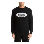 Abstract Logo Geborduurde Trui Moschino , Black , Heren