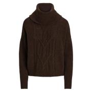 Aran Turtleneck Sweater in Bruin Ralph Lauren , Brown , Dames