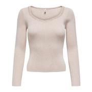 Beige Knitwear met Sweetheart Neckline Only , Beige , Dames