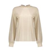 Top met folieprint en lange mouwen Geisha , Beige , Dames