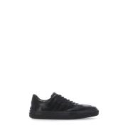 Zwarte Leren Sneakers Ronde Neus Tod's , Black , Heren