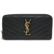 Pre-owned Leather wallets Yves Saint Laurent Vintage , Black , Dames