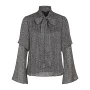 Zwarte Print Blouse met Glitterdetails Bruuns Bazaar , Gray , Dames