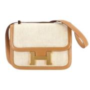 Pre-owned Canvas shoulder-bags Hermès Vintage , Beige , Dames