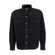 Zwarte Denim Jeans Shirt met Zakken Agolde , Black , Dames