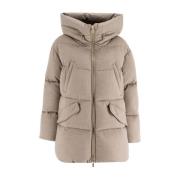 Luxe Ganzendons Kasjmier Jas Moorer , Beige , Dames