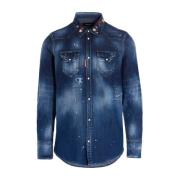 Regular Fit Blauw Overhemd Dsquared2 , Blue , Heren