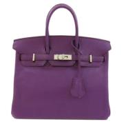 Pre-owned Leather handbags Hermès Vintage , Purple , Dames