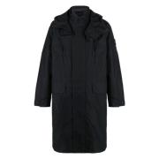 Oversized Fit Coat Made in China Stone Island , Black , Heren