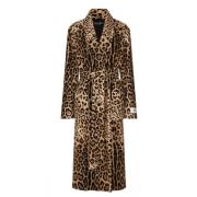 Luipaardprint Zelfbindende Jas Dolce & Gabbana , Brown , Dames