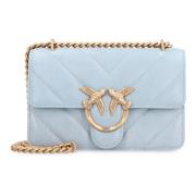 Gewatteerde leren mini crossbody tas met Love Birds gesp Pinko , Blue ...