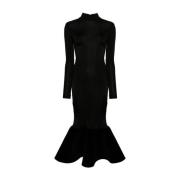 Zwarte Zeemeermin Silhouet Jurk met Fluweel Trim David Koma , Black , ...