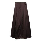 Bruine Satijnen Maxi Rok Genny , Brown , Dames