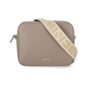 Beige Leren Schoudertas met Afneembare Band Coccinelle , Beige , Dames