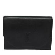 Pre-owned Leather clutches Yves Saint Laurent Vintage , Black , Dames