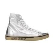 Metallic High Top Sneakers Saint Laurent , Gray , Dames