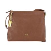 Bruin lederen Shopper tas met gouden accenten La Carrie , Brown , Dame...