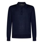 Luxe Blauwe Kasjmier Zijden Polo Shirt Brioni , Blue , Heren